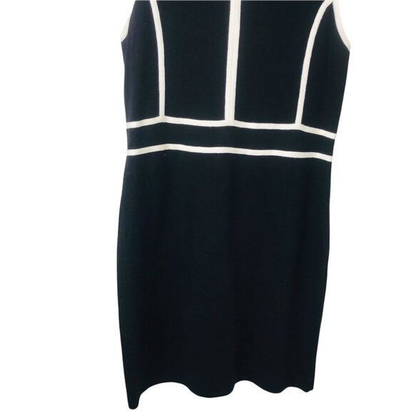Jessica Black And White Minimalist  Sleeveless Knit fitted Midi Dress women M - Picture 4 of 15